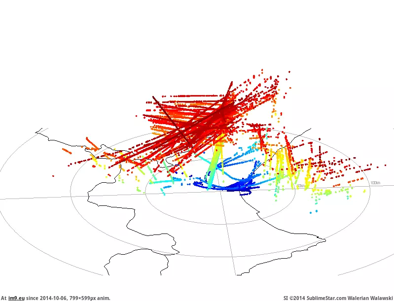 #Air #Area #Levc #Rtlsdr #Traffic #Visualization [Dataisbeautiful] 3D visualization of air traffic in my area (LEVC) [OC] [ -r-RTLSDR] GIF (Obraz z album My r/DATAISBEAUTIFUL favs))