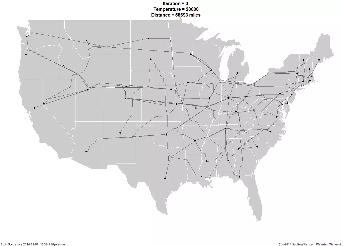 #Animated #State #Edition #Continental #Capitals #Driving #Path #Shortest [Dataisbeautiful] The shortest path through the 48 continental state capitals (animated) - Driving edition [OC] GIF (Изображение из альбом My r/DATAISBEAUTIFUL favs))