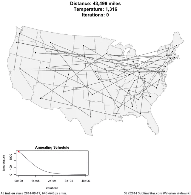 #Animated #State #Continental #Capitals #Path #Shortest [Dataisbeautiful] The shortest path through the 48 continental state capitals (animated) GIF (Изображение из альбом My r/DATAISBEAUTIFUL favs))