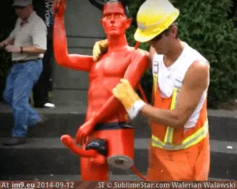 #Funny #Horny #Moment #Worker #Satan #Removing #Prevented #Vancouver #Statue #Grabbing #Clarity [Funny] While removing the Horny Satan statue in Vancouver, this worker had a moment of clarity that prevented him from grabbing GIF (Image of album My r/FUNNY favs))