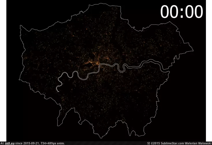 #London #Tweets #Year [Mapporn] A year of tweets in London, UK  [GIF] [734x489] GIF (Image of album My r/MAPS favs))