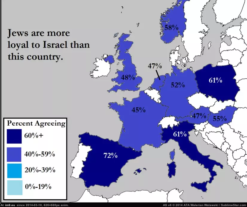 #Map #Europe #European #826x680 #Attitudes #Countries #Ten #Jews [Mapporn] Attitudes Toward Jews in Ten European Countries [826x680] GIF (Image of album My r/MAPS favs))
