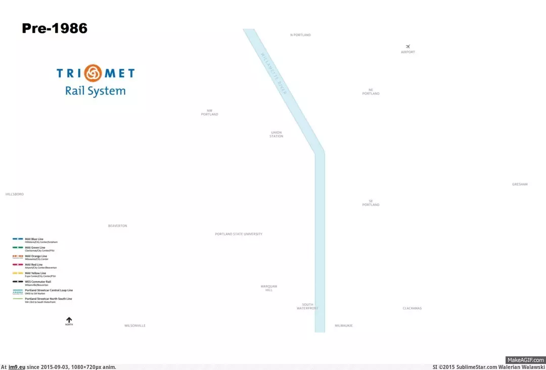 #Present #1080x720 #Transit #Evolution #Portland [Mapporn] Evolution of Portland Transit 1986-Present (Portland)[1080x720] GIF (Bild von album My r/MAPS favs))