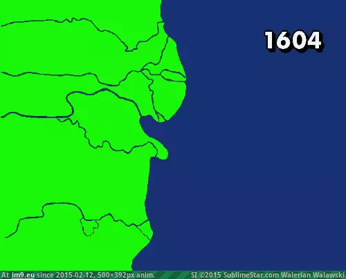 #River #Evolution #Delta #Italy [Mapporn] Evolution of the delta of the Po river, Italy. 1604-1985 [488x383] GIF (Image of album My r/MAPS favs))