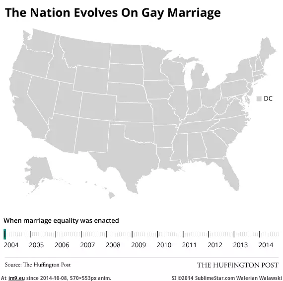 #Gay #570x553 #Marriage #Laws [Mapporn] [GIF] Gay marriage laws in the US [570x553] GIF (Obraz z album My r/MAPS favs))