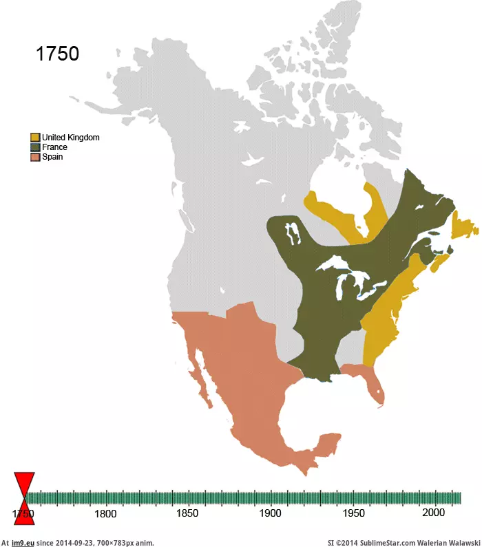 #North #Control #700x783 #America #Historical [Mapporn] Historical Control of North America (1750-2008)[700x783] [GIF] GIF (Image of album My r/MAPS favs))