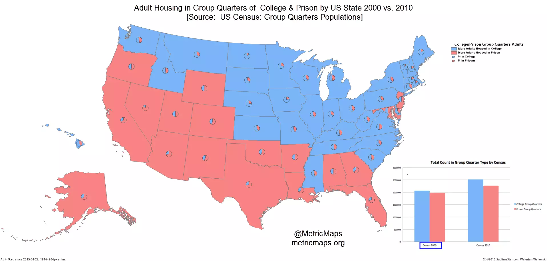 #College #Living #Usa #Settings #Adults #Barely #Prison #Count [Mapporn]  In USA, The count of adults living in college settings barely exceeds the count of adults living in prison settings [ GIF (Image de album My r/MAPS favs))