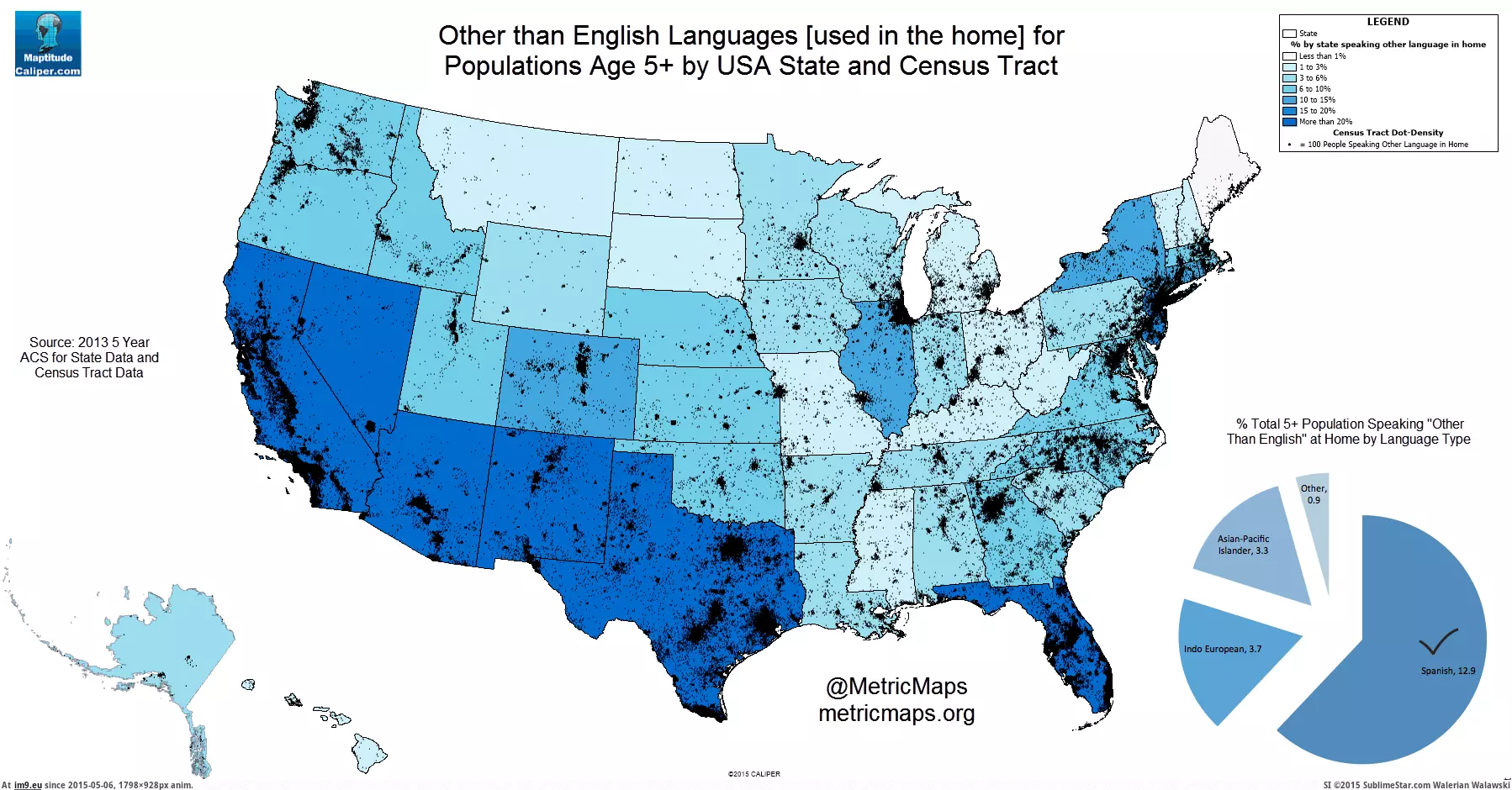 #State #Languages #Census #Tract #Usa #English [Mapporn]  Languages [other than english] Used in the Home by USA state-census tract [1798x928] [GIF] GIF (Image of album My r/MAPS favs))
