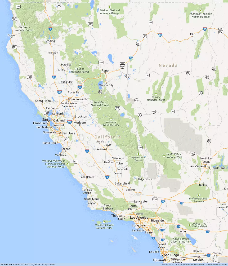 #Map #Nevada #X1112 #California #Lights [Mapporn] Map of California and Nevada Lights (X-post r-California) [GIF] [963 x1112] GIF (Image de album My r/MAPS favs))