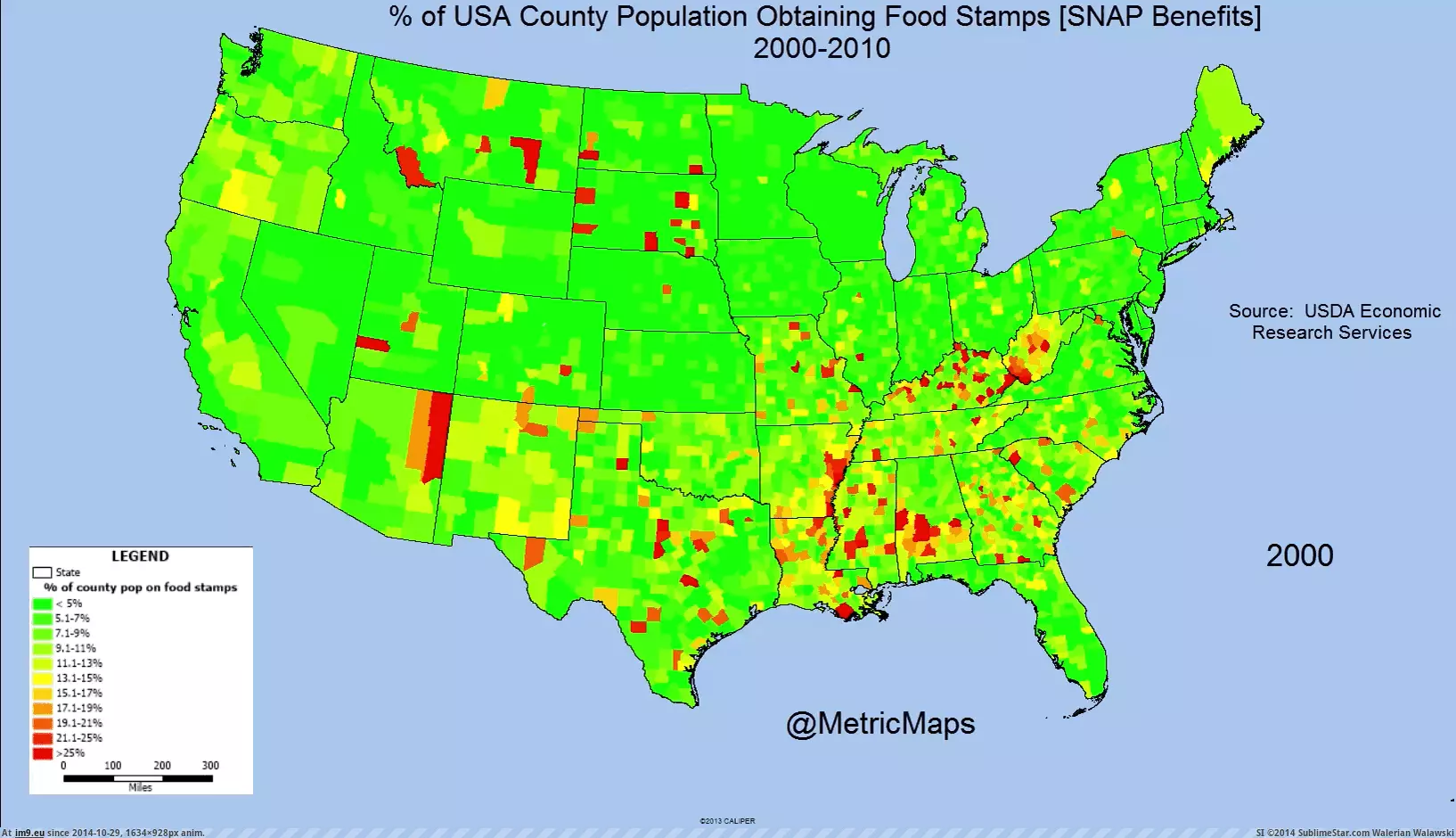 #County #Stamp #Revised #Usa #Food [Mapporn] [OC] Food Stamp % By USA County [Revised] 00-2010 [1149x653] [GIF] GIF (Bild von album My r/MAPS favs))