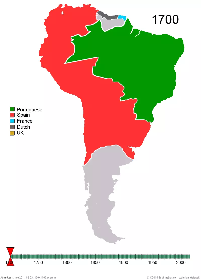 #South #Possessions #American #800x1100 [Mapporn] South American Possessions 1700-1975 [800x1100][GIF] GIF (Image of album My r/MAPS favs))