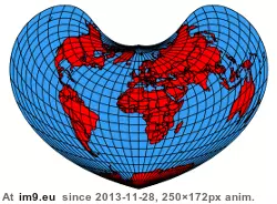 #Map #Spinning #Bonne #Earth #Projection [Mapporn] Spinning earth, Bonne map projection [GIF] [250x172] [OC] GIF (Изображение из альбом My r/MAPS favs))