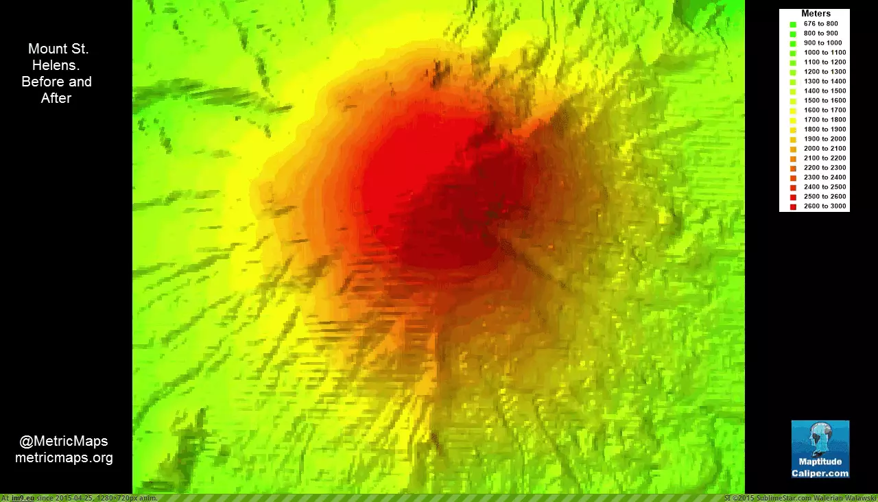 #Helens [Mapporn]  St. Helens-before and after [1109x624] [GIF] GIF (Изображение из альбом My r/MAPS favs))