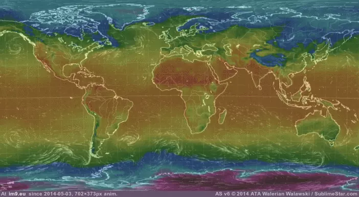 #World #Apr #702x373 #May #Temperature [Mapporn] Temperature changes across the world 28 Apr - 2 May 2014 [GIF][OC][702x373] GIF (Imagen de album My r/MAPS favs))