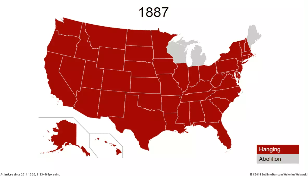 #Evolution #Penalty #Death [Mapporn] The Evolution of the Death Penalty in the U.S (1887-2013) [GIF][1183x665] GIF (Bild von album My r/MAPS favs))