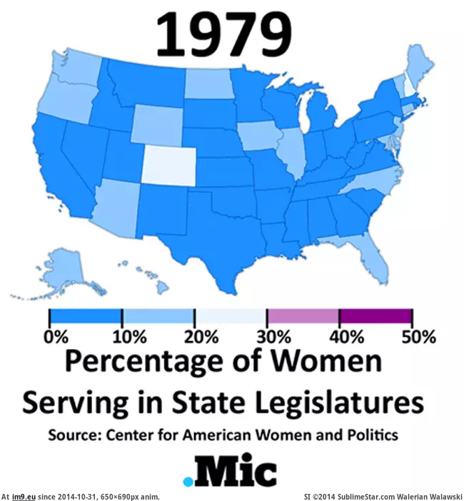 #Female #650x690 #Legislators #State #Percentage [Mapporn] The percentage of female state legislators, 1979-2014 [650x690] [GIF] [OS] GIF (Image of album My r/MAPS favs))
