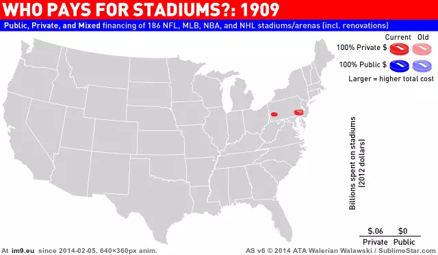 #Usa #Stadiums #640x360 #Pays [Mapporn] USA: Who pays for stadiums? [GIF] [640x360] GIF (Image of album My r/MAPS favs))