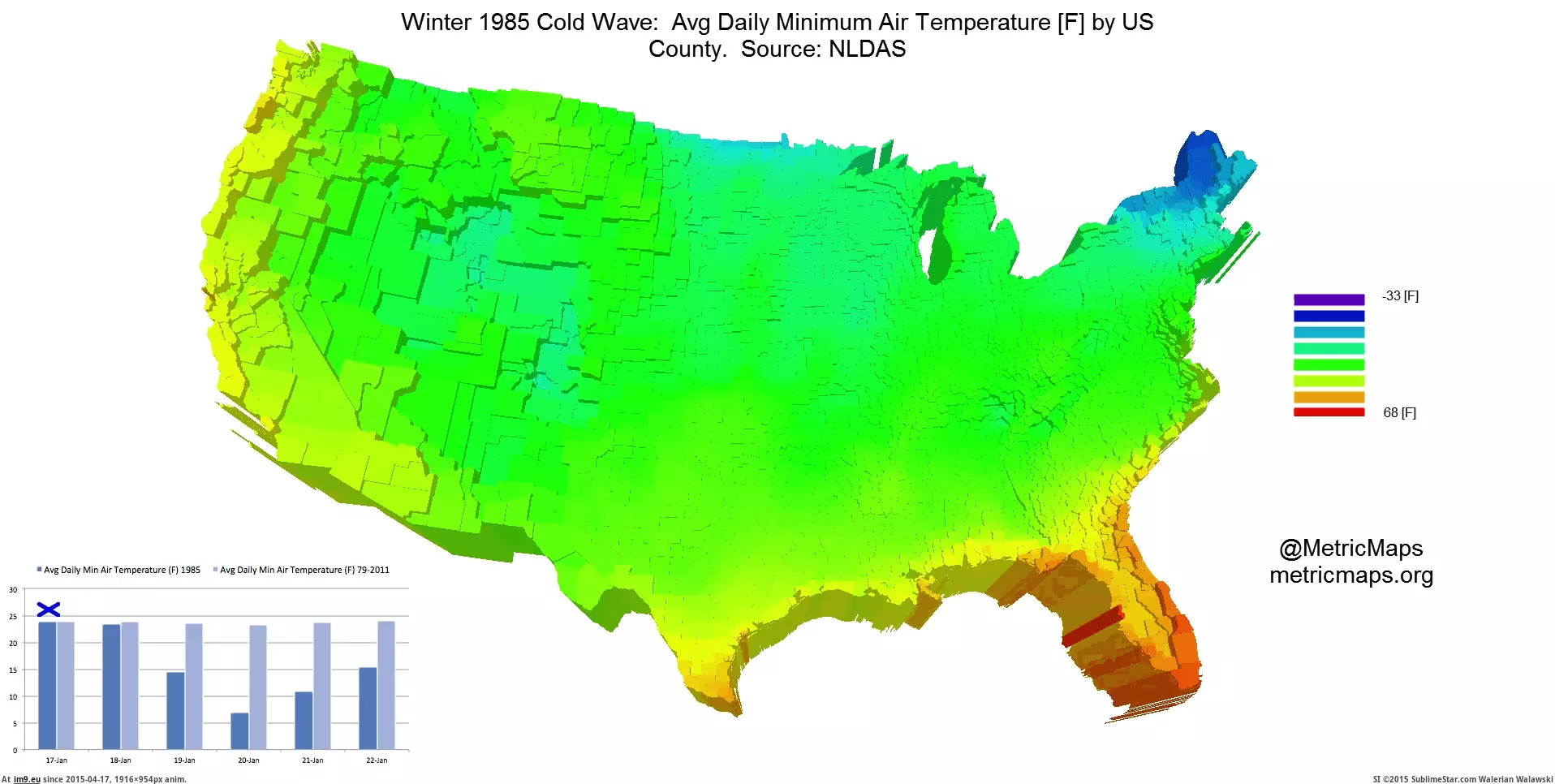 #Cold #Wave #Winter [Mapporn]  Winter 1985 Cold Wave [1367x861] [GIF] GIF (Image of album My r/MAPS favs))