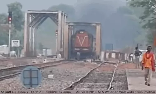 #Wtf #Train #Vaporizing #Buffalo #Passenger [Wtf] Passenger train vaporizing a buffalo. GIF (Bild von album My r/WTF favs))